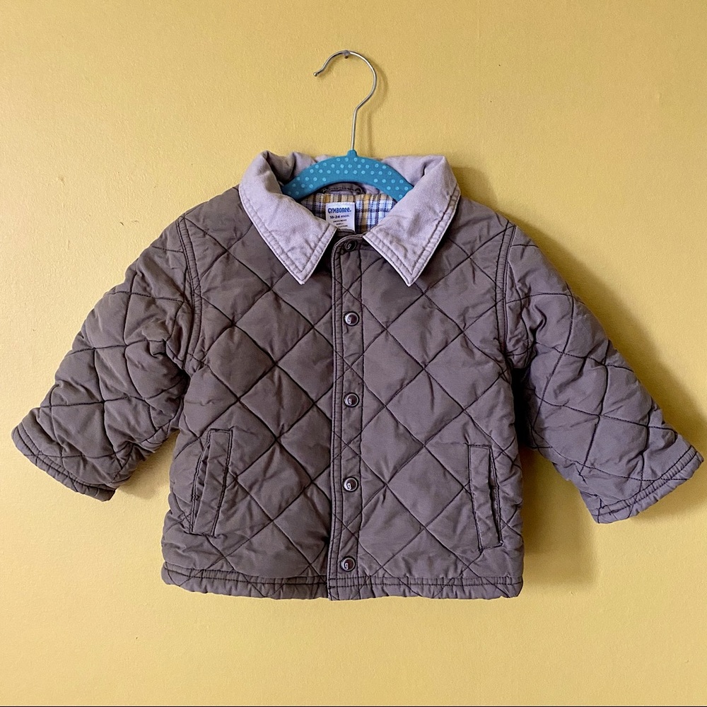 Gymboree quilted puffer olive jacket fleece lined warm winter coat boys 18-24 mo